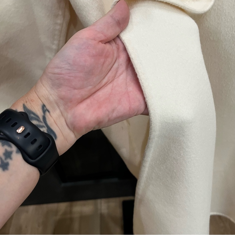 Prada Wool Collarless Coat Off White Size 42 - Picture 6 of 16